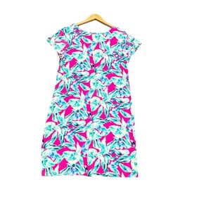 Cappagallo Dress Short Sleeve Novelty Leaf Print‎ Tropical Flowy Artsy Size: L